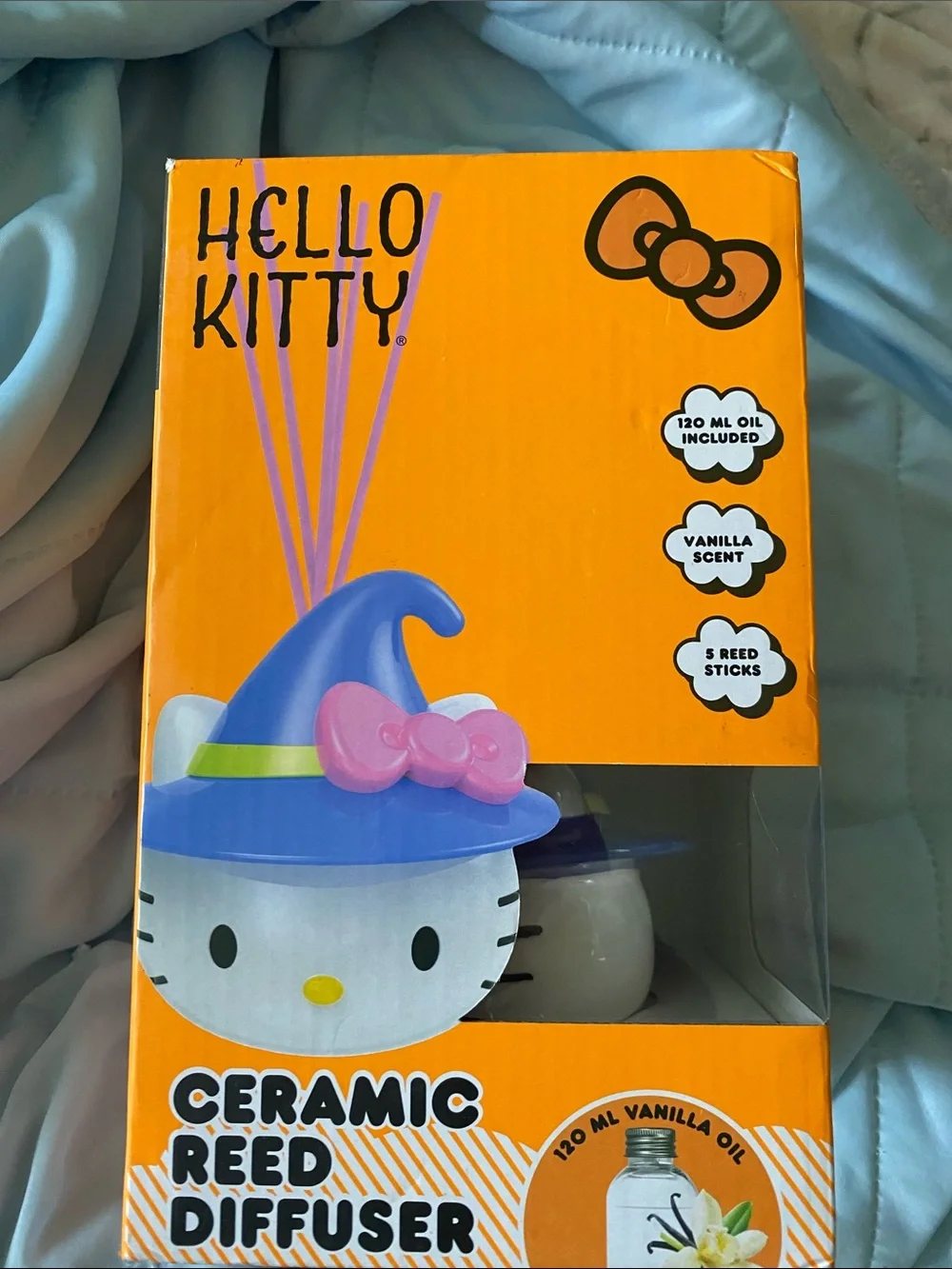 Hello Kitty Orange Box with Purple Hat and Pink Bow Reed Diffuser